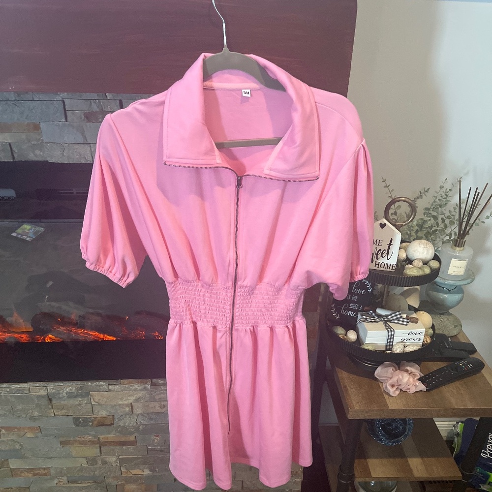 Light pink zip up dress